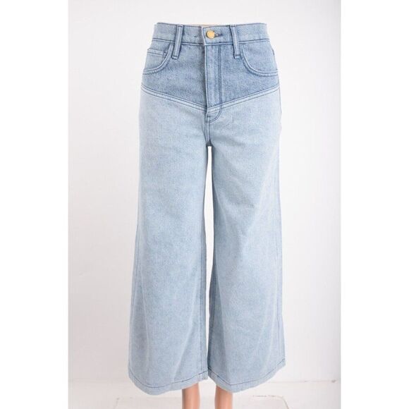 Triarchy Womens Jeans Denim Blue Two Tone Lone Ranger Wide Leg Sz 26 NWT - Picture 1 of 7
